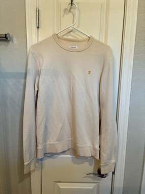 Farah Tim Organic Cotton Crew Neck Sweatshirt in Cream
